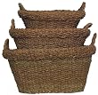 Natural Hand Woven Seagrass Oval Baskets Lg=26.5"x20"x12"H Set of 3