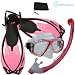 PROMATE Snorkeling Scuba Dive Fins Mask Dry Snorkel Set, Pink, S/M