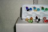 Chicken MINI sized Art Glass barn yard Hen figurines Assorted colors 6 pc. lot