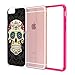 True Color Case Compatible with iPhone 6s Case, Colorful Sugar Skull on Damask HD Printed Hybrid Cover Hard + Soft Slim Durable Protective Shockproof Rubber TPU Bumper - Hot Pink