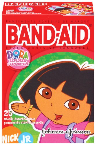 Band-Aid Brand Adhesive Bandages, Dora the Explorer Decorated Bandages, 25-Count Bandages (Pack of 8)