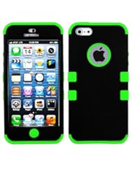 myLife (TM) Spring Green and Black - Colorful Robot Series (Neo Hypergrip Flex Gel) 3 Piece Case for iPhone 5/5S (5G) 5th Generation iTouch Smartphone by Apple (External 2 Piece Fitted On Hard Rubberized Plates + Internal Soft Silicone Easy Grip Bumper Gel + Lifetime Warranty + Sealed Inside myLife Authorized Packaging) "Attention: This case comes grip easy smooth silicone that slides in to your pocket easily yet wont slip out of your hand"