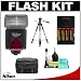 Vivitar High Power Auto Flash DF-383 with Bounce & Swivel Head + Gadget Bag + (4) AA Batteries & Charger + Tripod for Nikon D40, D60, D3000, D3100, D5000, D5100, D7000, D300s, D3 & D3s Digital SLR Cameras
