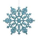Club Pack of 24 Turquoise Blue Glitter Snowflake Christmas Ornaments