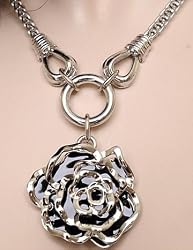 Improving Lifestyles Black Background Base with Metal Elevated Open Flower 16 inch with 3 inch extension , Pendant is an additonal 3 inches