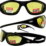 FREEDOM FOAM PADDED MOTORCYCLE CONVERT SUNGLASSES TO GOGGLES DOUBLE ANTI-FOG BIKER EYEWEAR YELLOW TINT PHOTOCHROMIC SAFETY GLASSES Z87.1