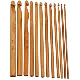 12pcs 6" Bamboo Handle Crochet Hook Knit Craft Knitting Needle Weave Yarn 3-10mm