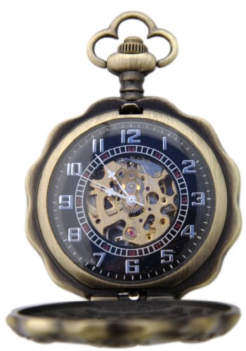Herren TO Watch Manufaktur (195) Mechanische Taschenuhr mit vergoldetem Mechanikwerk und open Face für den Blick auf die Mechanik. Hohe Gangreserve mechanisch Taschenuhr