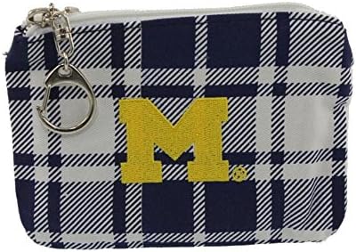 Spirit Ready Womens Michigan Wolverines Plaid Coin Pouch/Purse Navy