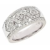 14k White Gold Diamond Wedding Anniversary Band Ring Antique Style (0.90 Cttw, S1 Clarity, G Color)