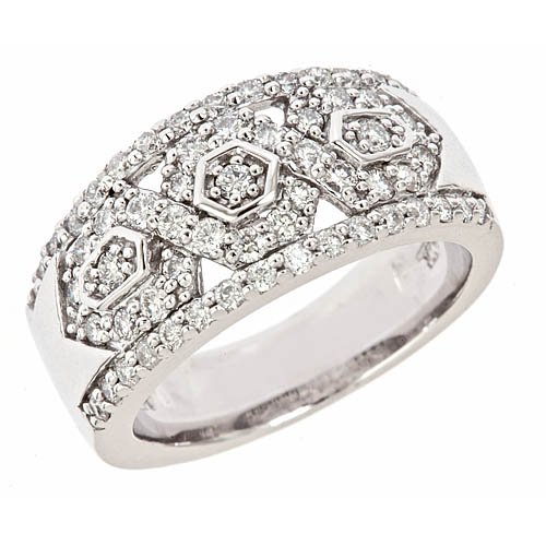 14k White Gold Diamond Wedding Anniversary Band Ring Antique Style (0.90 Cttw, S1 Clarity, G Color)
