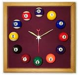 12in Square Billiard Clock Oak & Wine Mali Felt