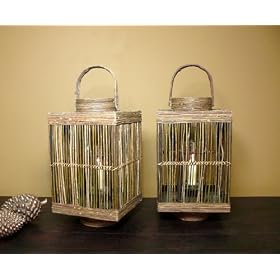 Potomac Country Rustic Cabin Lodge Twig Lanterns- Pair