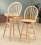 Solid Wood Windsor Swivel Barstool Natural