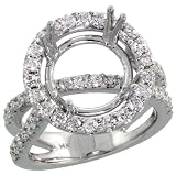 14k White Gold Semi-Mount Diamond Ring, w/ 1.29 Carats Brilliant Cut Diamonds, 5/8 (16mm) wide