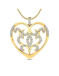 Diamond (0.59 Ct, IJ-SI), 18 Kt Yellow Gold Rosa Swirl Pendant