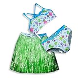 Circo - Toddler Girls 3 Piece Swimset, Bikini And Hula Skirt, White, Multi