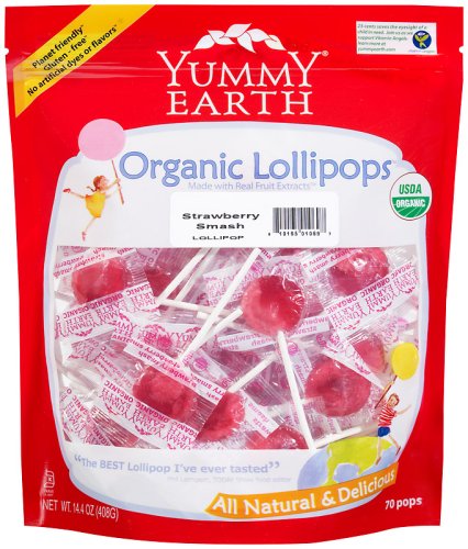 YummyEarth Organic Lollipops Strawberry Smash, 16.0-Ounce Bags (Pack of 4) by YummyEarth