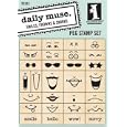 Inkadinkado Wood Peg Stamp Set, Smiles, Frowns and Smirks