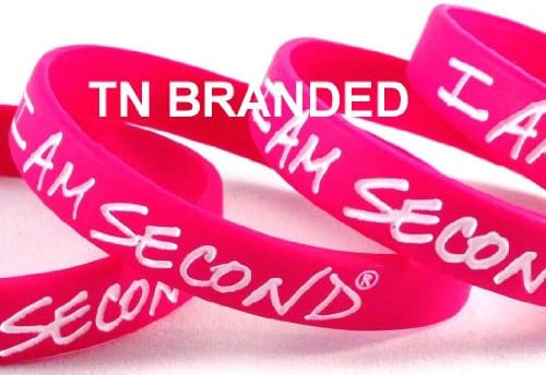 I AM SECOND Wristband Silicone Adult TRIPLE Pack (3 pieces) Pink, Black, & White 8.5"