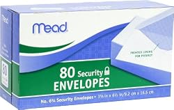 Mead #6 3/4 Security Envelopes, 80 Count (75212)