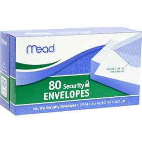 Mead #6 3/4 Security Envelopes, 80 Count (75212)