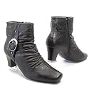 JANE KLAIN Damen Stiefelette, Raffungen, Crinkle Optik, schwarz