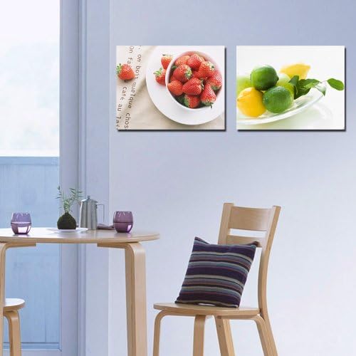Espritte Art-Huge Canvas Print Wall Art Strawberry and Lemon Modern Home Decoration Painting set of 2 Each is 50*50cm (No Framed) #D07-233