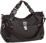 Kipling CLAUDINE K24579, Damen Schultertaschen, Schwarz (Neon Black 931), 37x21x16 cm (B x H x T)