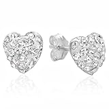 Sterling Silver Crystal Heart Stud Earrings thumbnail