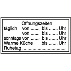 �ffnungszeiten t�glich von..bis..Hinweisschild, Kunststoff, 25x15 cm