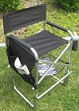 MADE IN USA-Oasis MID-HEIGHT Aluminum Folding Director Chair-3 Years Warranty-27 INCHES SEAT HEIGHT-Storage Side Bag-Cell Phone Holder-Storage Bottom-Mesh-A FREE POCKET UMBRELLA INCLUDED WITH PURCHASE..