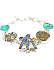 Mydreamsilver Gold Pyrite, Blister Pearl, Murano Glass, Gems .925 Sterling Silver Bracelet