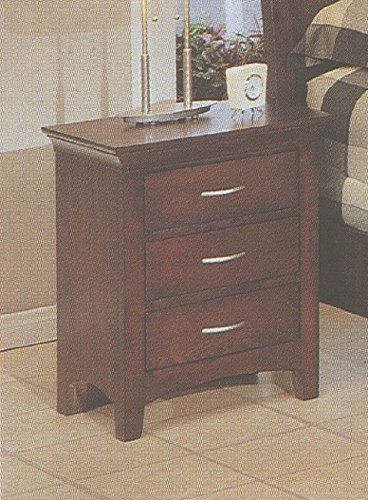 Contemporary Style Cherry Brown Finish Wood Night Stand W/3 Drawers
