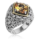 Athena Jewelry Sterling Silver and 14k Gold Citrine Vintage Dome Ring