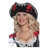 Smiffy's Women's Pirate Wench Hat, Black/Red, One Size
