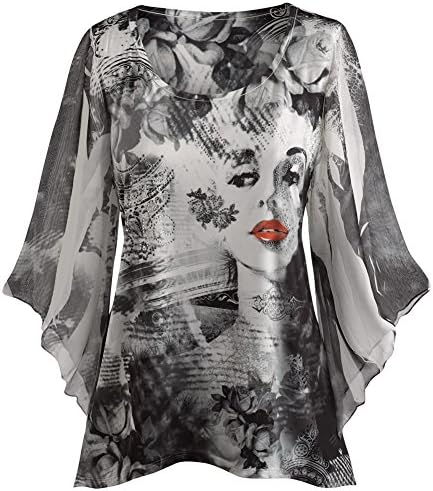 Women's Tunic Top - Marilyn Monroe Sublimated Print Bell Sleeve Blouse - Large