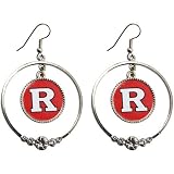 NCAA Rutgers Scarlet Knights Ladies Double Hoop Crystal Dangle Earrings