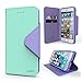 Cellto IP6-MTLV iPhone 6S Case, PU Leather Wallet Cover Stand and Reversible Magnetic Flap, Flip Cover for Apple iPhone 6 (2014)/iPhone 6S (2015) - Mint/Purple