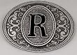 MONOGRAM LETTER "R" ENAMEL BELT BUCKLE