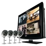 Defender Sync 19 Inch LCD All-In-One Security System with 4 Hi-Res Indoor/Outdoor Surveillance Cameras (Black)