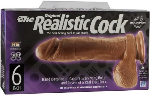 DJ Novelties REALISTIC COCK-6" BROWN(MULATTO) BX by Doc Johnson Novelties