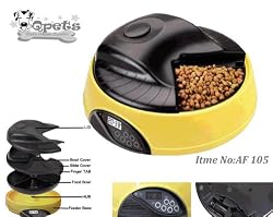 QPet Automatic Feeder 4 meals with Recorder & LCD Display AF 105 by Qpets (LAVA Electronics Inc)