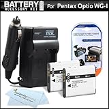 2 Pack Battery And Charger Kit For Pentax Optio WG-1 Waterproof Digital Cam ....