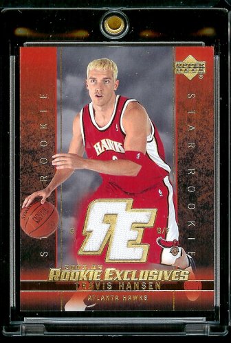2003-04 Upper Deck Rookie Exclusives Travis Hansen Rookie Jersey Atlanta Hawks Basketball Card - Mint Condition - Shipped In Protective Display Case!