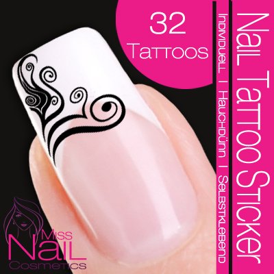 Nail Tattoo Sticker Deko Ecke / Ornament - schwarz Preisvergleich