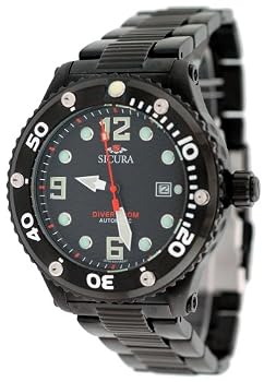 Sicura Men's Black IP 300M Automatic Diver Watch #SM606-GB (Black Dial)