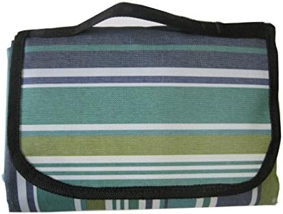 Oustore 4.85' x 6' Stripe Printed Handy Mat with Strap,Waterproof Outdoor Blanket, Outdoor Beach Picnic Mat ,Camping Pad(blue)
