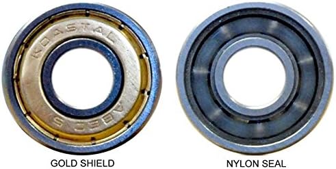 Koastal ABEC 5 Skateboard and Longboard Bearings Oil Filled Nylon Seal inside with Gold Sheild