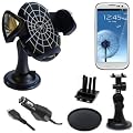 In Car Charger And Dashboard, Air vent & Windscreen Suction Mount Holder Cradle Kit With 360� Degree Rotation Feature For All New Models Including Samsung Galaxy 3 Apollo i5800, Galaxy Ace S5830, Galaxy Ace 2, Galaxy Ace Advance, Galaxy Beam, Galaxy Europa i5500, Galaxy S Advance, Galaxy S I9000, Galaxy S2 SII I9100, Galaxy S3 SIII I9300, Galaxy Mini S5570, Galaxy Note I9220 / N7000, Note 2 N7100, Galaxy Portal i5700, i5800, i8700, Galaxy W, Nexus S I9020, I9023, Omnia 7 Windows, S5230, S5233, S8600 Wave III By HTT ACCESSORIES
